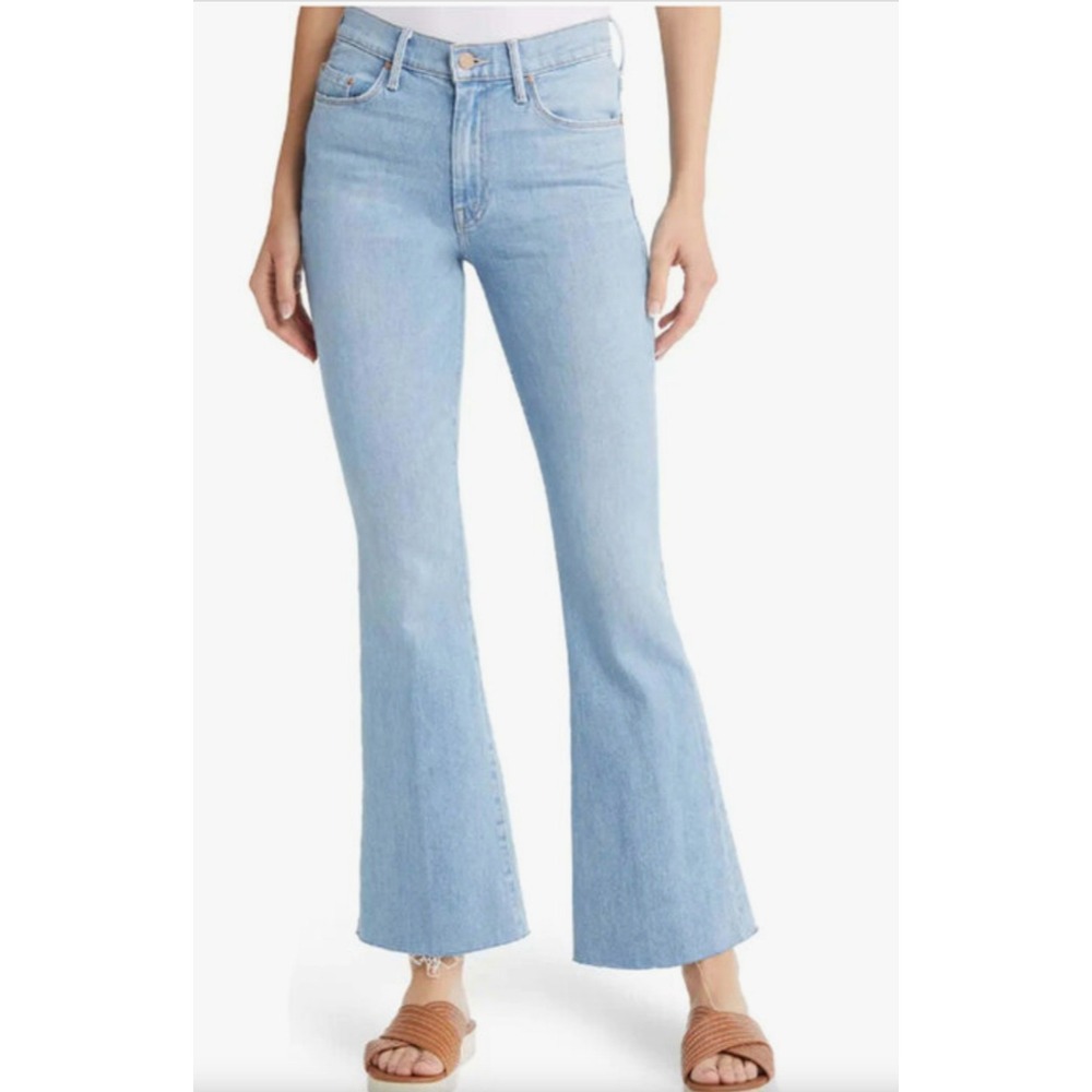 Mother The Weekender Fray Jeans 25 Mentally Elsewhere Light Wash Flare 1535-624
